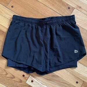 RBX Women Athletic Mesh Shorts Black with Bike Short Liner Elastic Waist Sz M